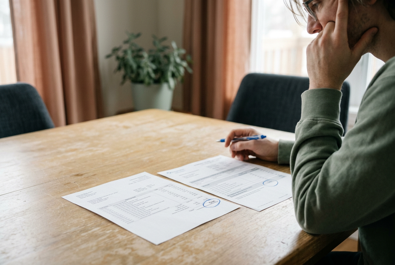 An outpatient bill beside an insurance explanation of benefits, with $286 and $40 circled.