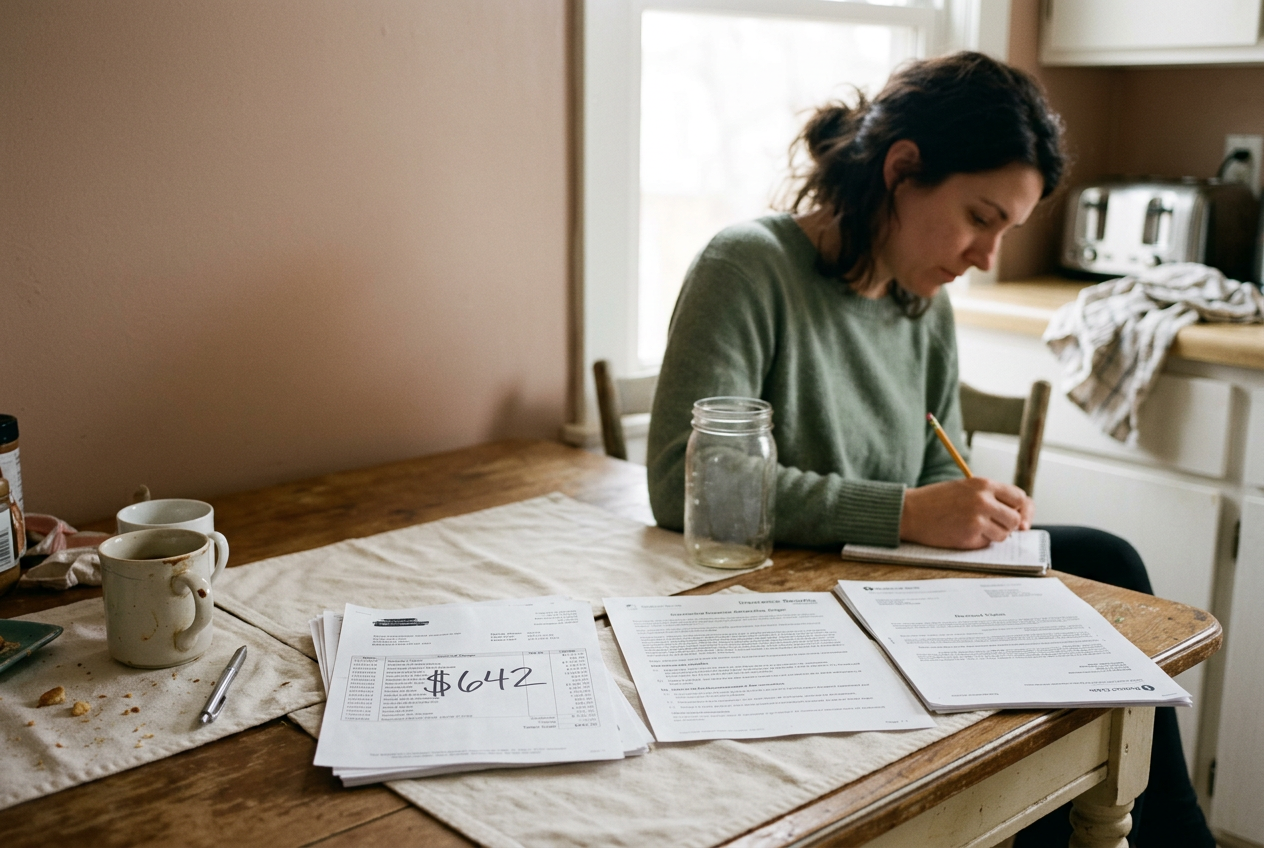 An itemized therapy bill beside an insurance benefits page showing a $35 mental health copay.